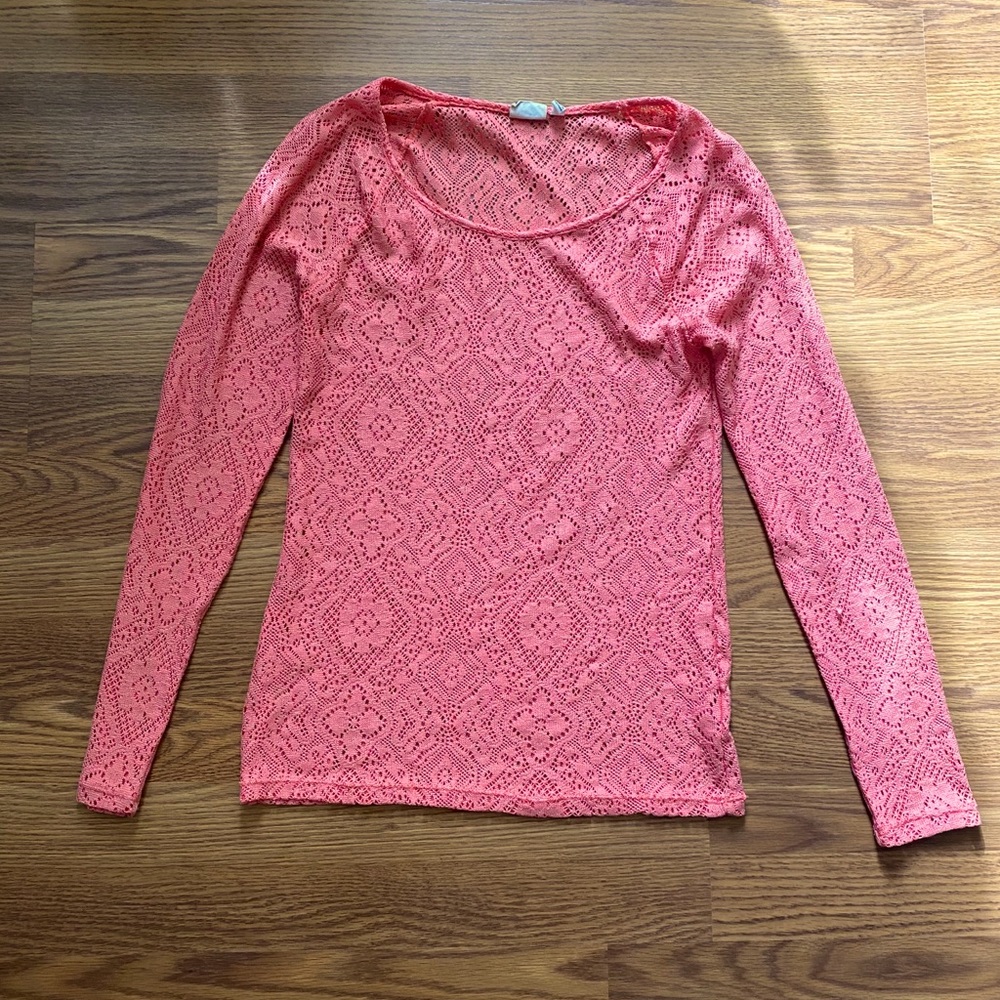 Sheer lace long sleeve top